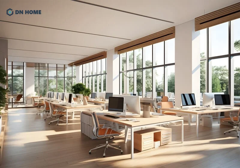 Thiết kế văn phòng co-working tối giản, hiện đại