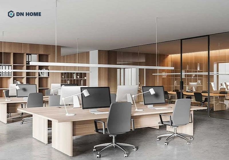 Khu vực làm việc thiết kế theo phong cách tối giản giúp tinh gọn không gian