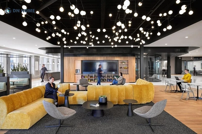 Khi thiết kế khu vực tiếp khách, nên lựa chọn nội thất chất lượng nhằm tăng tính thẩm mỹ và thể hiện được sự chuyên nghiệp