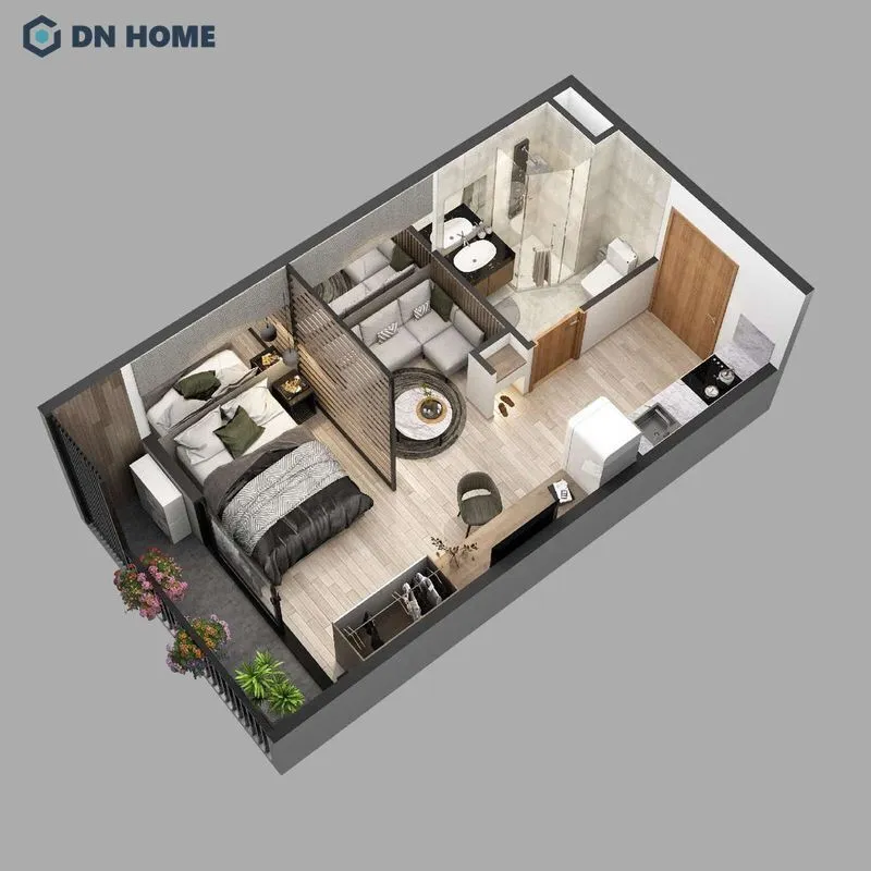 Cấu trúc căn hộ chung cư 1 phòng ngủ