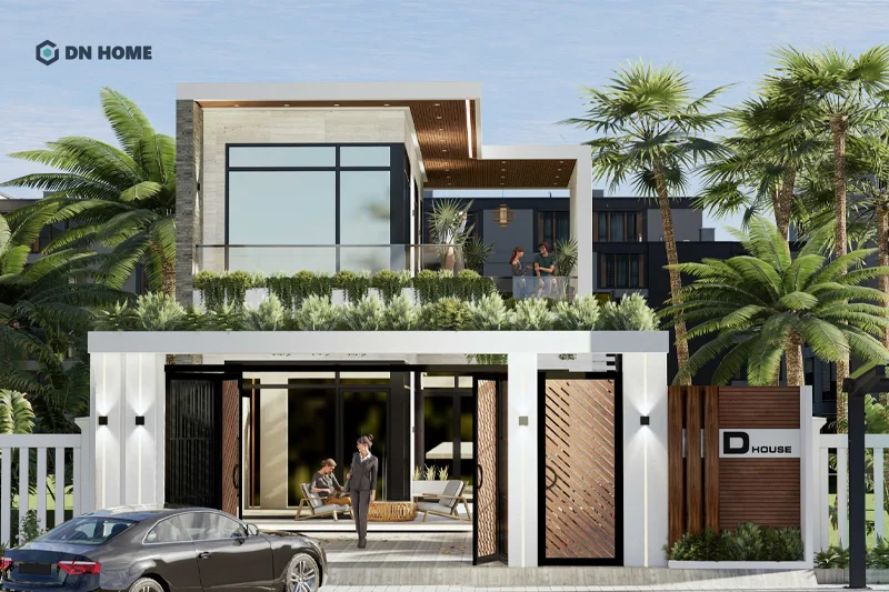 Chất liệu gỗ và tone màu trung tính được sử dụng phổ biến trong thiết kế văn phòng 2 tầng kết hợp nhà ở