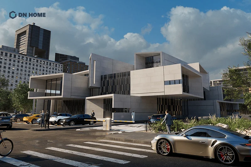 Văn phòng 3 tầng thiết kế theo kiểu lệch tầng ấn tượng phù hợp với các doanh nghiệp thuộc lĩnh vực nghệ thuật