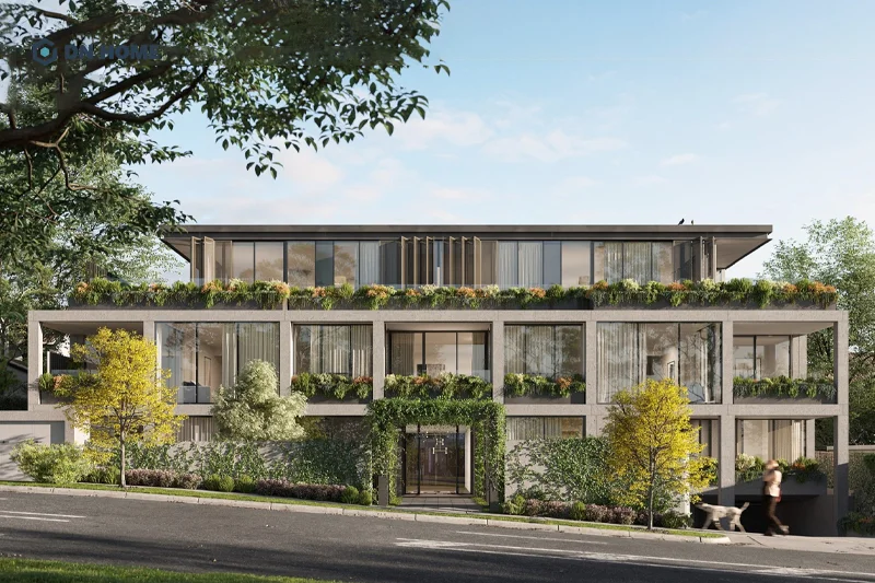 Cây xanh cùng ánh sáng tự nhiên luôn được ưu tiên sử dụng trong thiết kế văn phòng 3 tầng phong cách xanh