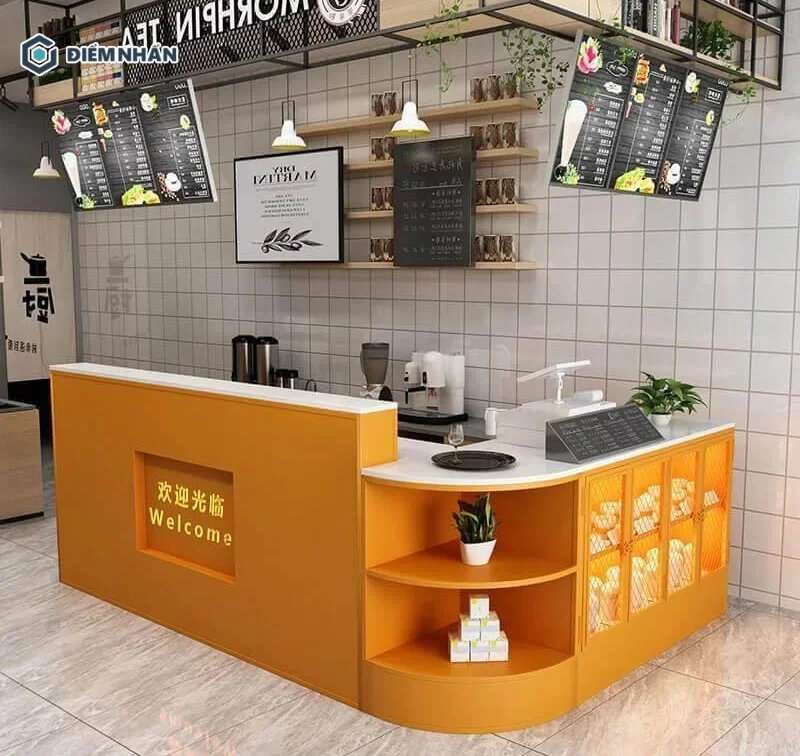 Quầy pha chế nên có kiểu dáng hài hòa với phong cách thiết kế tổng thể quán nước