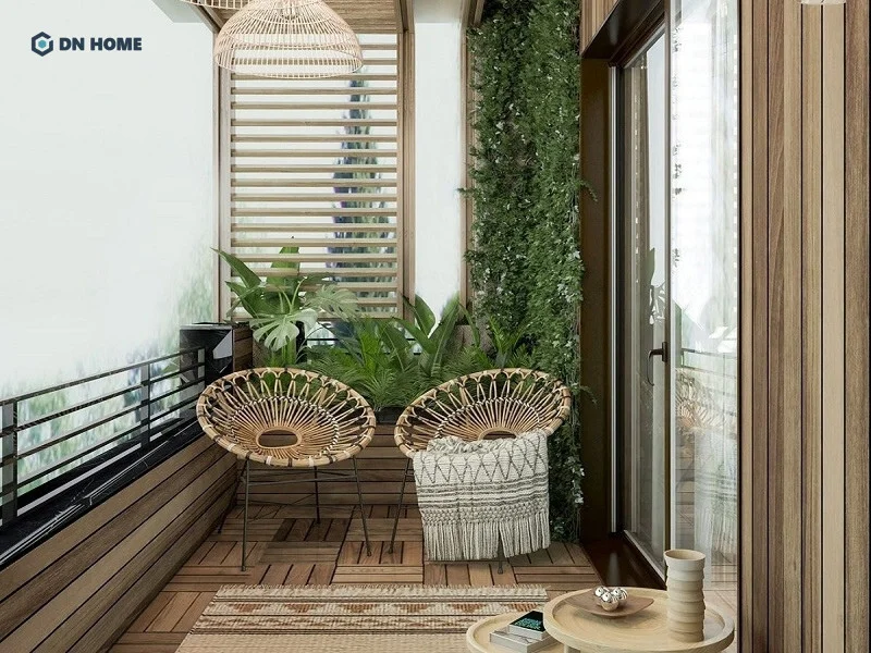 Không gian ban công trở nên hoài cổ khi thiết kế theo phong cách vintage