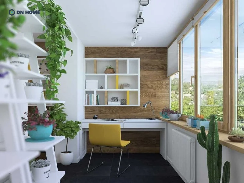 Sự khéo léo trong thiết kế và bố trí các vật dụng giúp góc làm việc ở ban công chung cư thêm phần ấn tượng hơn