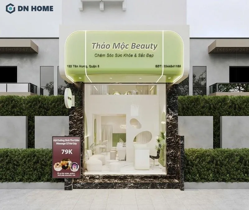 Thiết kế đơn giản nhưng đầy sức hút, thể hiện phong cách riêng của spa