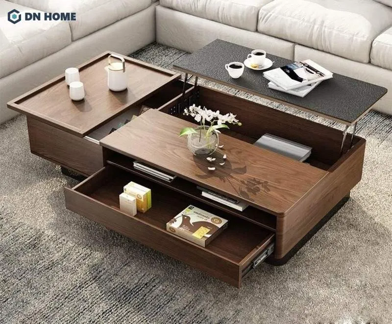 Bàn trà tích hợp đựng các vật dụng nhỏ, tiết kiệm diện tích không gian
