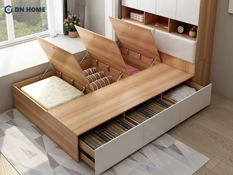 Sử dụng giường kết hợp làm nơi chứa đồ tiện dụng