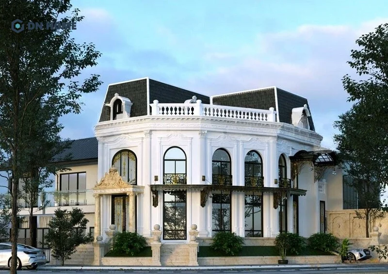 Mặt tiền được thiết kế gọn gàng với phong cách tân cổ điển