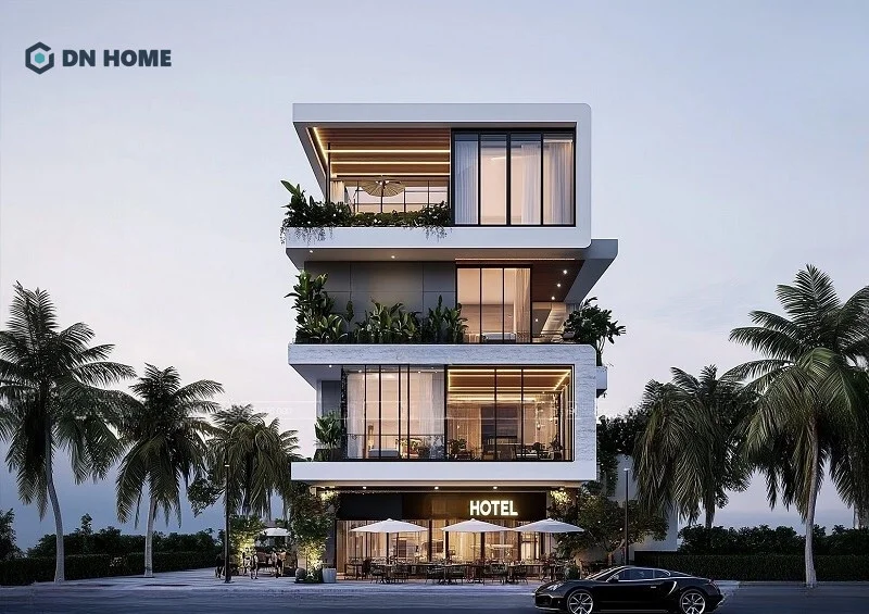 Mặt tiền sang trọng với bố cục cân đối