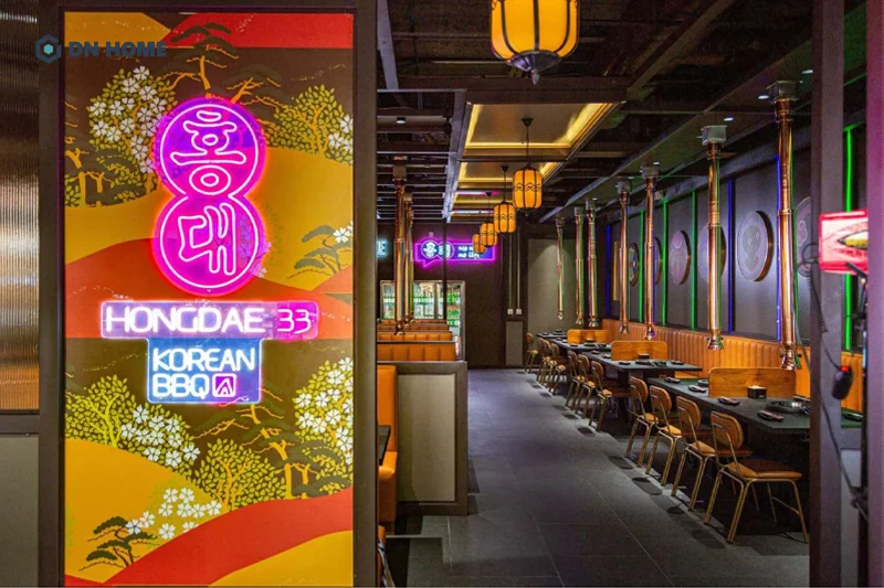 Cần phối hợp màu sắc hài hòa nhưng vẫn có điểm nhấn nổi bật khi thiết kế nhà hàng BBQ