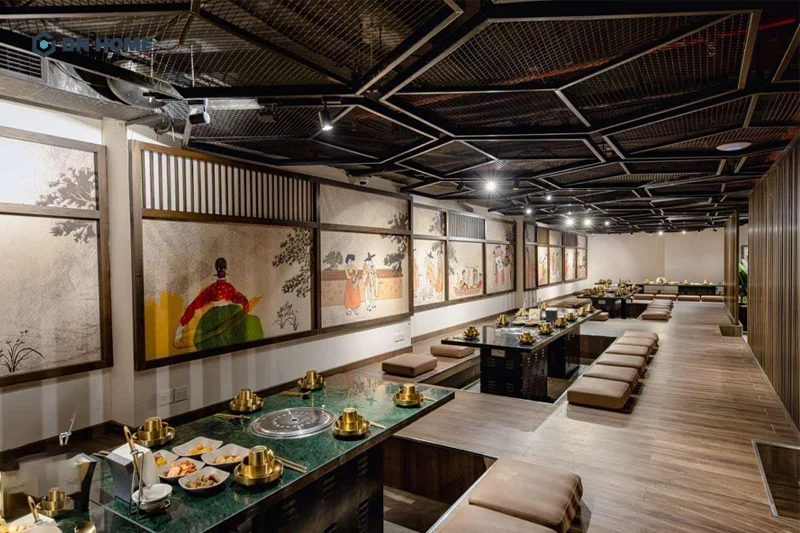 Mẫu nhà hàng nướng BBQ được thiết kế theo phong cách Hàn Quốc