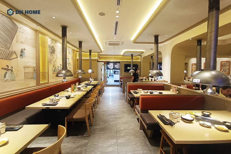 Gam màu be sáng tạo cảm giác chuyên nghiệp và thoáng đãng hơn cho nhà hang BBQ