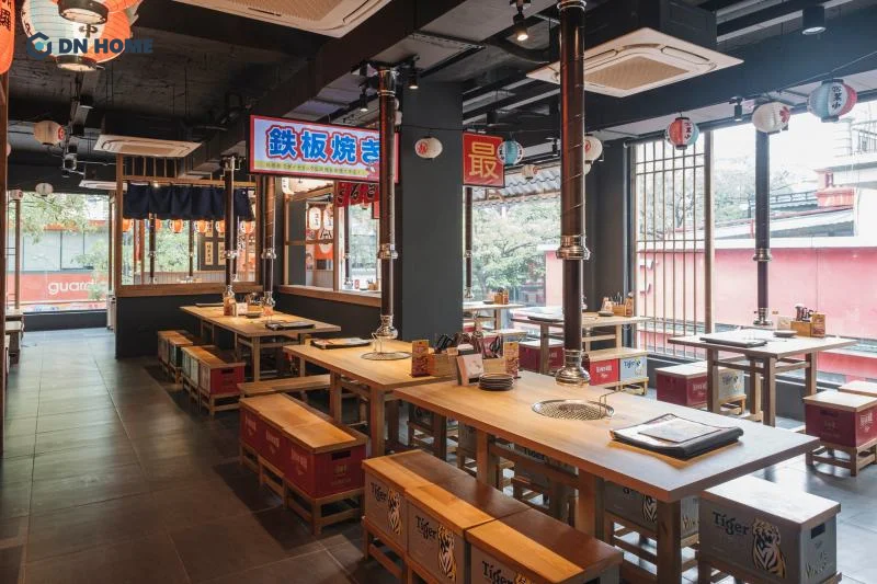 Nhà hàng BBQ được thiết kế theo phong cách HongKong, phối hợp màu sắc ấn tượng