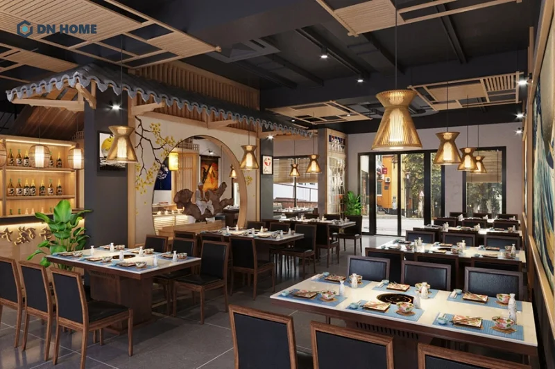 Bố trí bàn ghế hợp lý để tạo nên không gian nhà hàng BBQ thoáng đãng, thoải mái cho thực khách