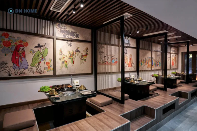 Nhà hàng BBQ thiết kế theo phong cách Hàn Quốc thường thiết kế mang đậm dấu ấn văn hóa