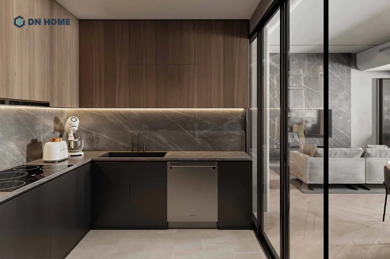 Kết hợp các gam màu trung tính trầm ấm tạo nên bầu không khí gần gũi, ấm cúng cho chung cư tối giản