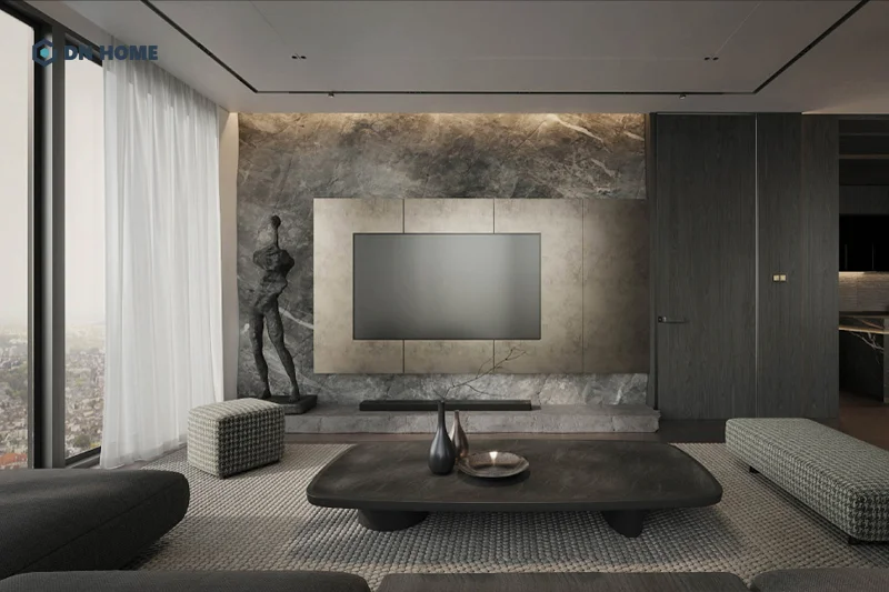 Sự cân đối kích thước và đường nét giúp nâng cao tính thẩm mỹ khu vực phòng khách