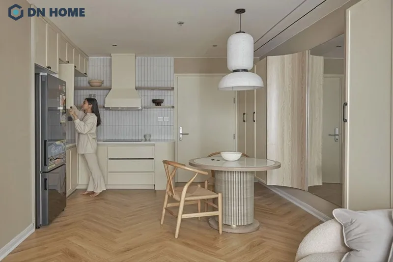 Các đường nét mềm mại, nhẹ nhàng là đặc trưng trong thiết kế chung cư phong cách Japandi