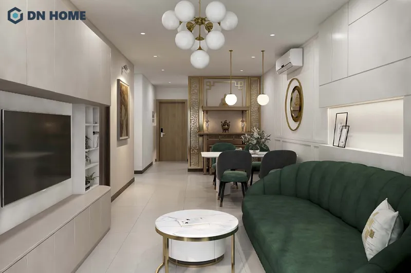 Đèn chùm là nội thất không thể thiếu trong không gian chung cư phong cách Luxury