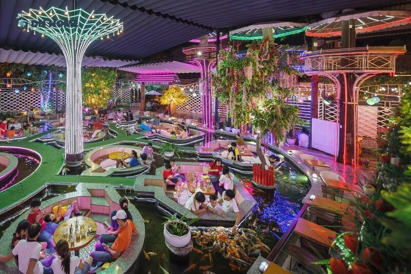 Ánh đèn sáng tạo điểm nhấn cho bể cá