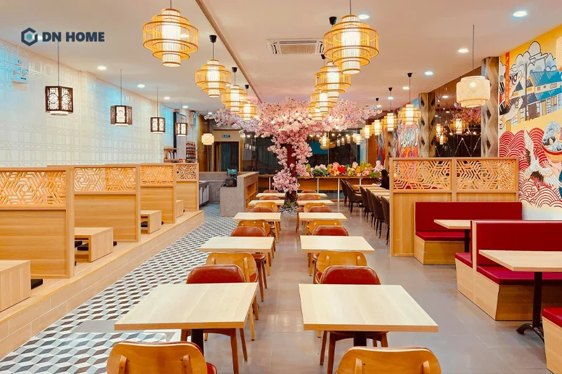 Nên lựa chọn tone màu nhẹ nhàng làm chủ đạo để tạo cảm giác dễ chịu cho quán mì cay