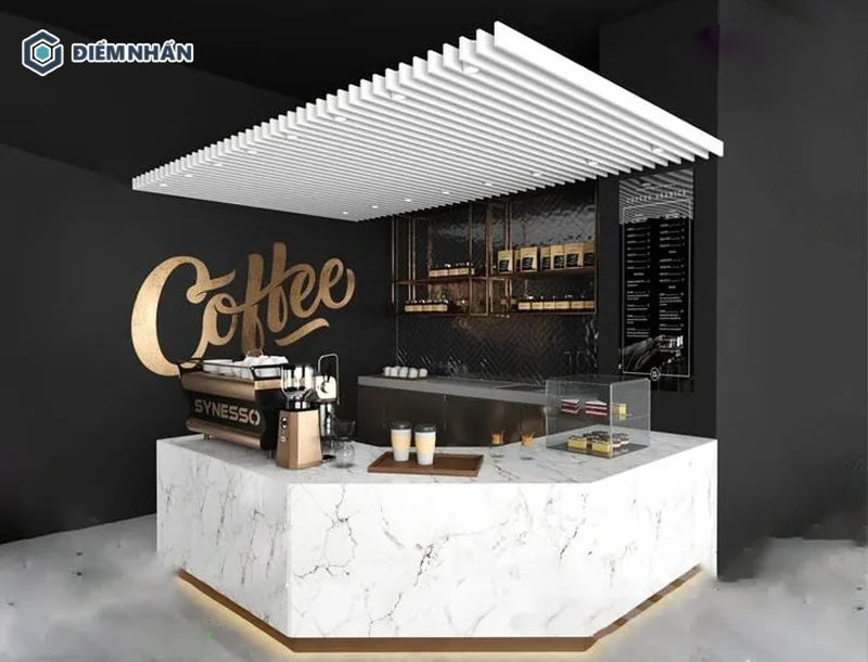 Mẫu quầy pha chế được làm bằng chất liệu đá vừa cao cấp, vừa dễ vệ sinh