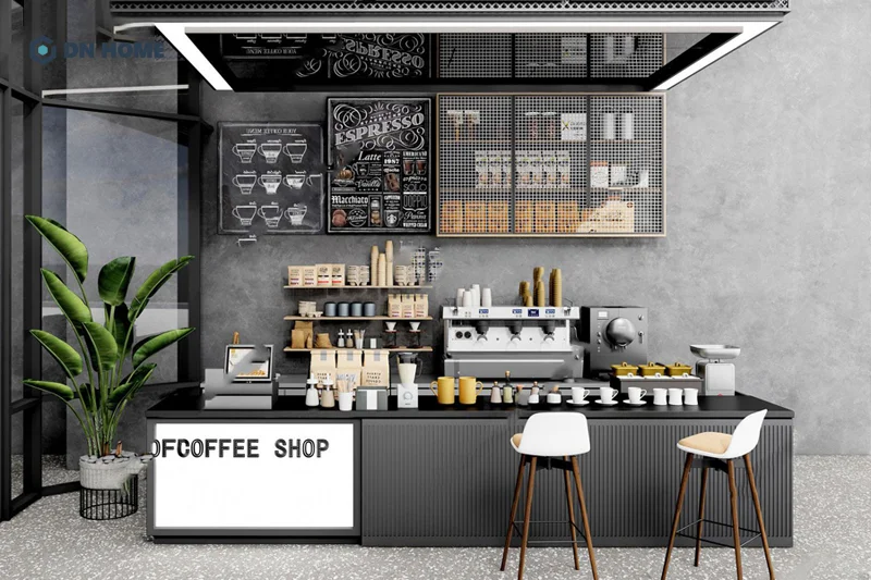 Quầy trà sữa phong cách hiện đại phù hợp với không gian quán trẻ trung, năng động