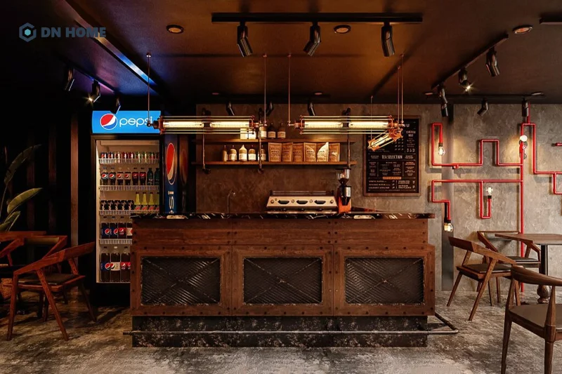 Chất liệu gỗ được sử dụng chủ đạo khi thiết kế quầy pha chế quán trà sữa phong cách cổ điển