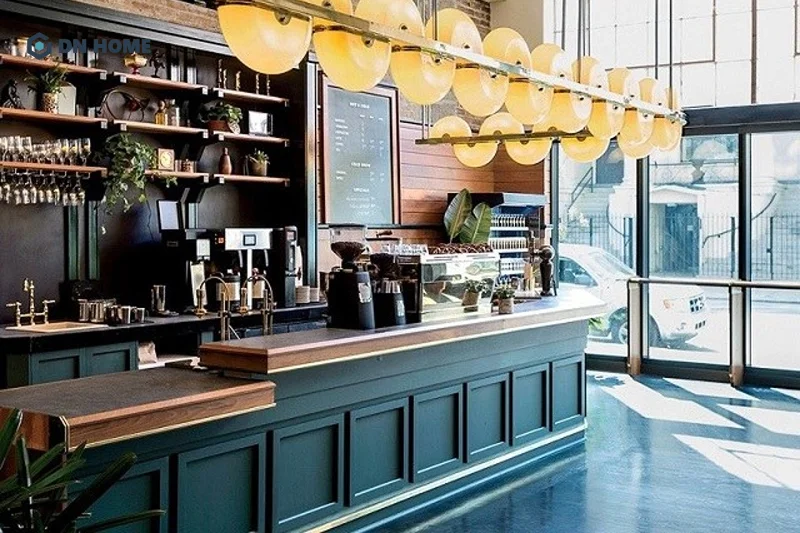 Quầy pha chế trà sữa tân cổ điển có vẻ đẹp sang trọng nhưng không rườm rà nhiều chi tiết