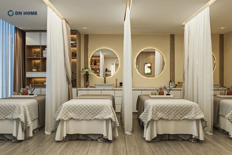 Thẩm mỹ viện ưu tiên sử dụng gam màu trung tính để thể hiện sự chuyên nghiệp