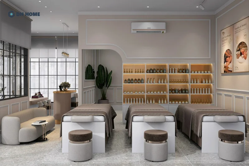 Mẫu thẩm mỹ viện được thiết kế và trang trí đồng bộ, nâng cao hình ảnh chuyên nghiệp của thương hiệu