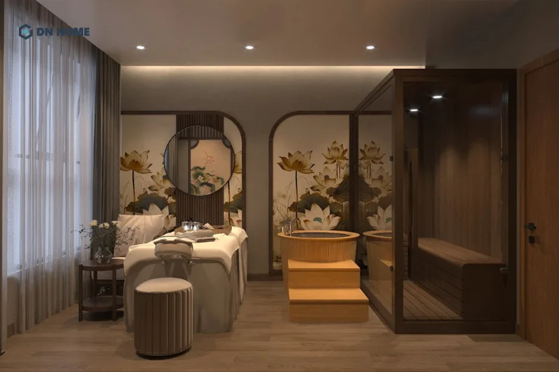 Mẫu thẩm mỹ viện được thiết kế theo phong cách Indochine, sở hữu vẻ đẹp Á Đông ấn tượng