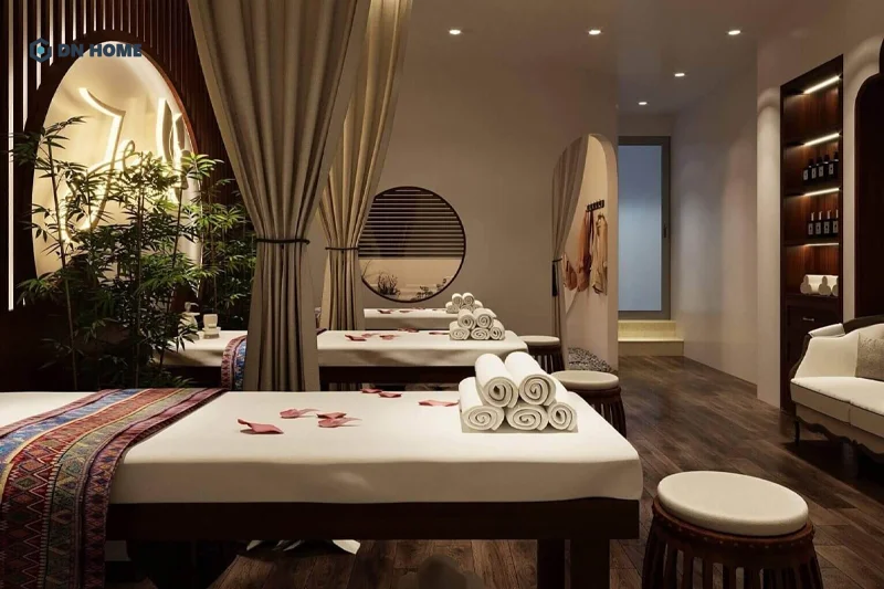 Sử dụng chất liệu gỗ trong không gian nội thất thẩm mỹ viện tạo nên cảm giác ấm cúng, gần gũi