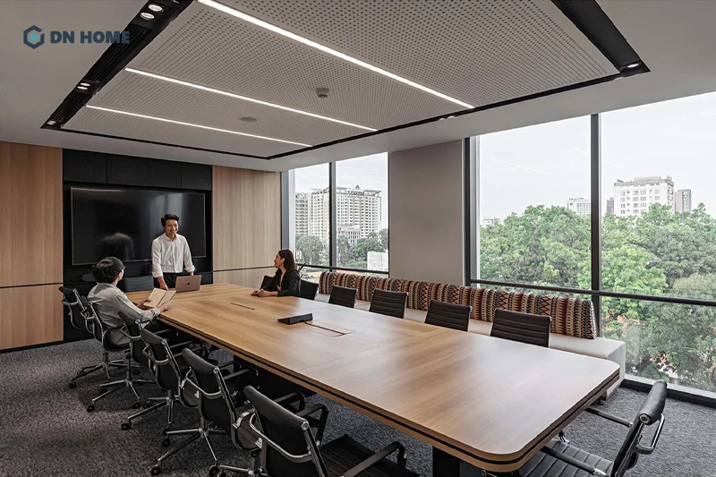 Phòng họp trong văn phòng 60m2 nên chú trọng vào việc sử dụng nội thất tinh gọn, linh hoạt