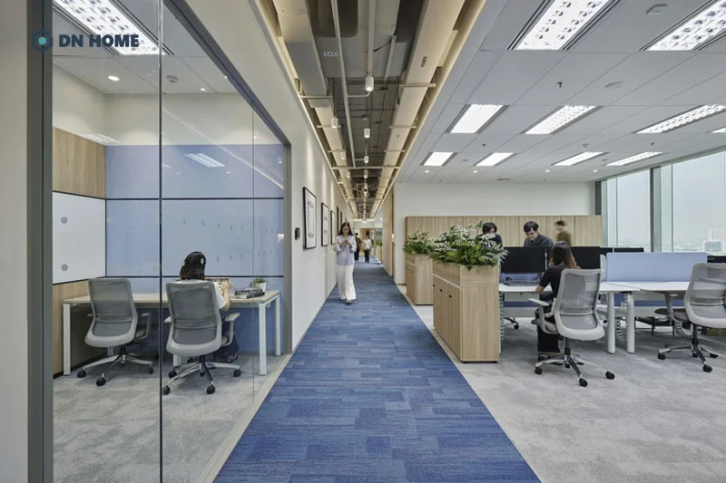 Nên dựa vào sự liên quan giữa các phòng ban để bố trí các khu vực chức năng trong văn phòng khoa học