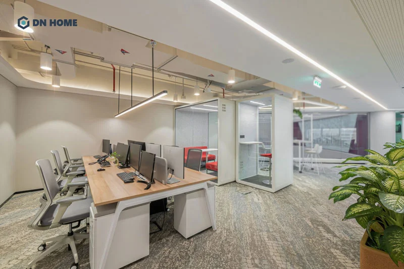 Nên ưu tiên các tone màu trung tính hoặc pastel khi thiết kế văn phòng diện tích 60m2