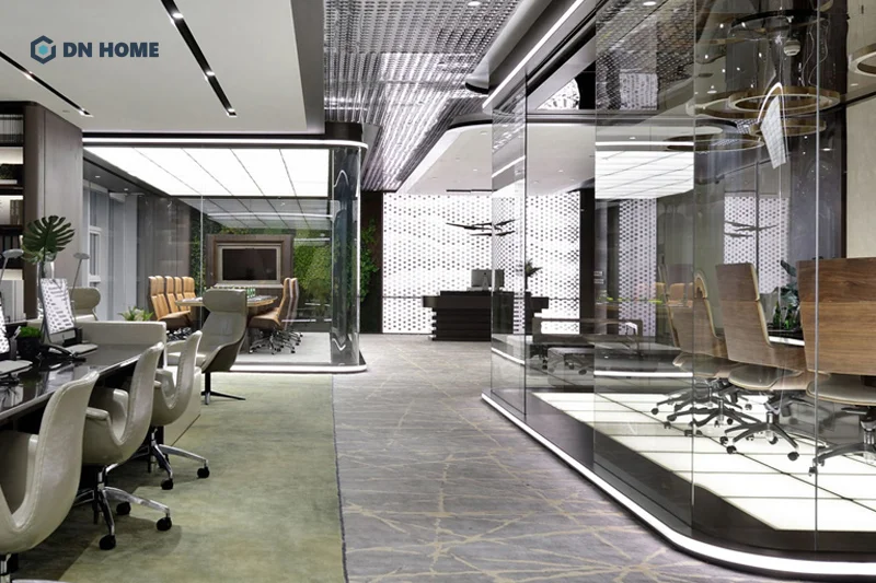 Sử dụng vật liệu và nội thất cao cấp thể hiện đẳng cấp, sự uy tín của doanh nghiệp tài chính