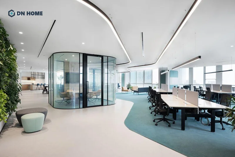 Chất liệu cao cấp được sử dụng chủ đạo trong thiết kế văn phòng tài chính