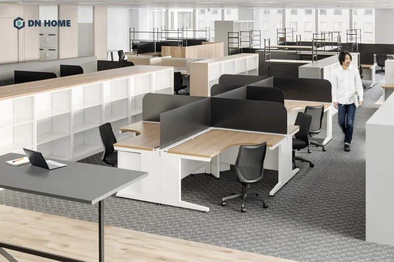 Chất liệu gỗ và các gam màu trung tính, đơn sắc được sử dụng chủ đạo trong thiết kế văn phòng Zen