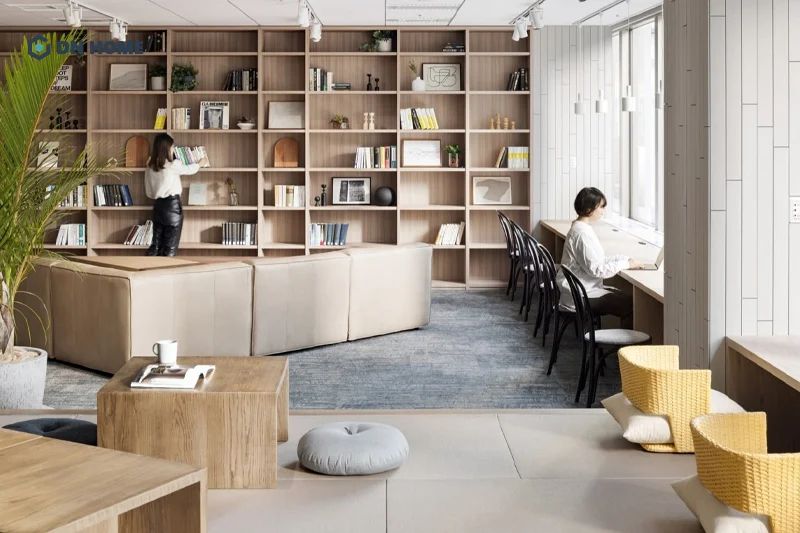 Không gian mở với các yếu tố thiên nhiên trong văn phòng phong cách Zen thúc đẩy sự sáng tạo