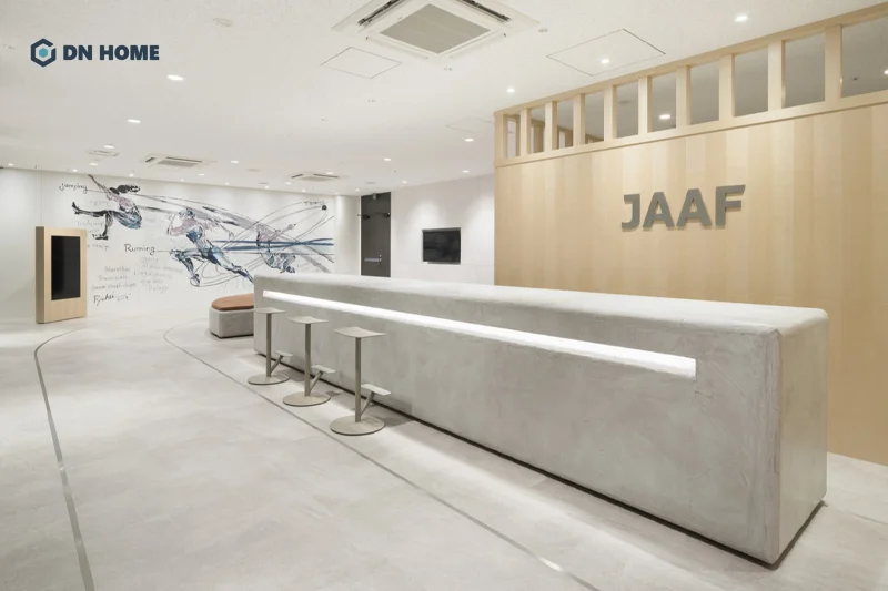 Mẫu văn phòng kiểu Nhật thiết kế theo phong cách tối giản với tone màu trung tính sáng làm chủ đạo