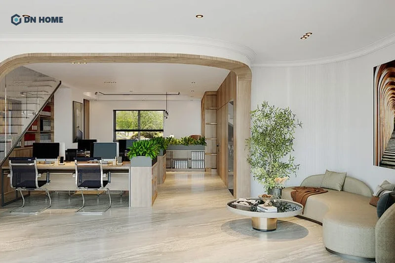 Decor văn phòng nhỏ dịch vụ nên bố trí một khu vực tiếp khách đơn giản, chuyên nghiệp