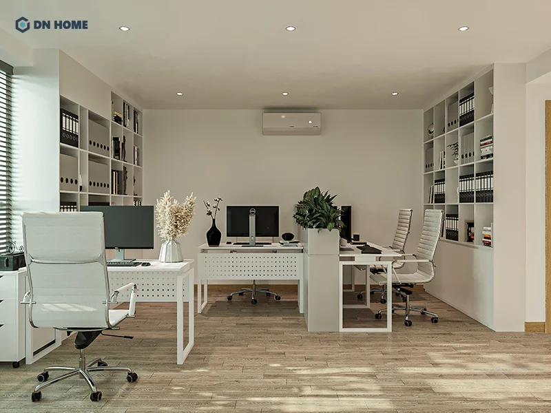 Các kệ tủ vừa đóng vai trò lưu trữ tài liệu vừa là vách ngăn các khu vực trong văn phòng