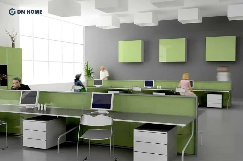 Gam màu xanh lá thường thấy trong thiết kế văn phòng theo phong thuỷ mệnh Mộc