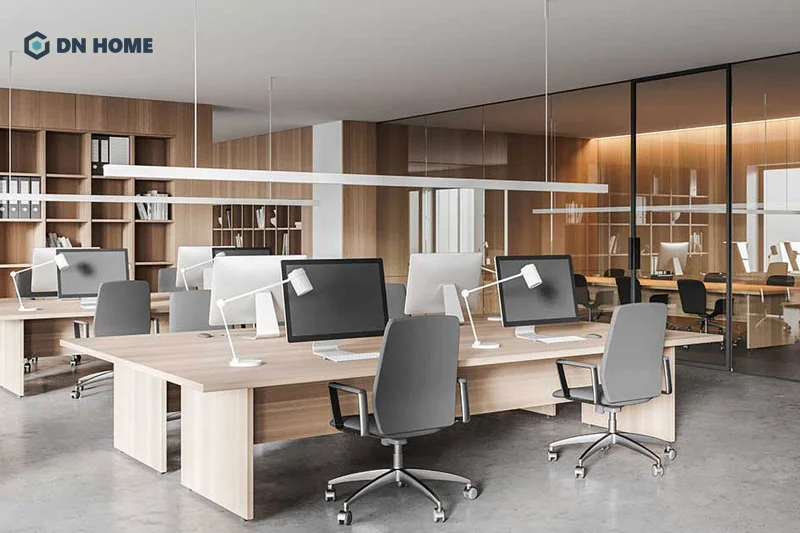 Phong cách thiết kế hiện đại thường được lựa chọn cho văn phòng làm việc hiện đại để tiết kiệm diện tích