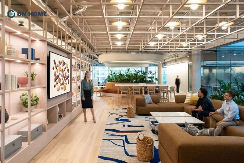 Ưu điểm nổi bật của văn phòng hiện đại là tận dụng được tối đa diện tích và tạo môi trường làm việc thoải mái