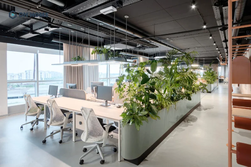 Mẫu văn phòng xuyên thấu được thiết kế theo phong cách Hàn Quốc, tối giản với tone màu pastel làm chủ đạo