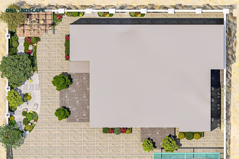 Với bản vẽ thiết kế cảnh quan sân vườn Nhật Bản, bố cục tiểu cảnh thường được phân chia thành từng cụm